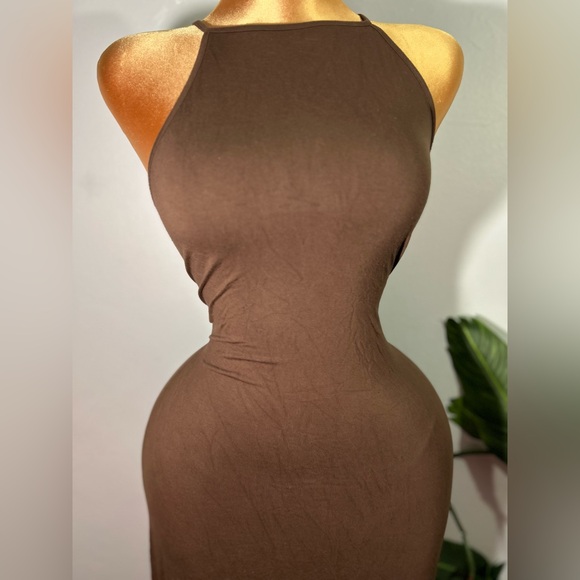 Chocolate Long Strapless Dress - Picture 6 of 7